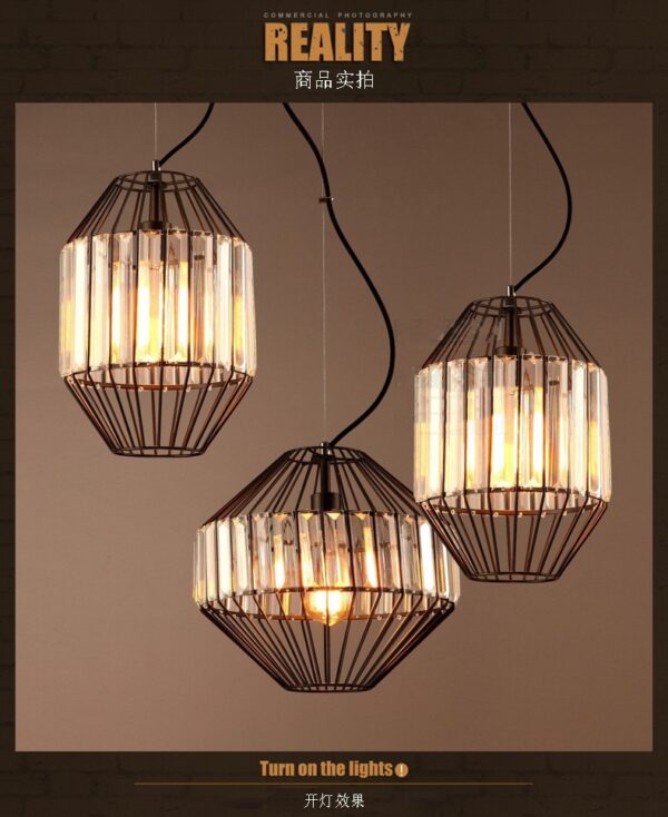 Vintage Crystal Pendant Lights Retro Restaurant Chandelier - Image 3