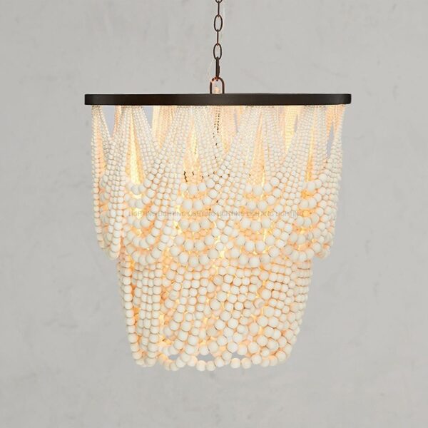 Rustic Nordic Wooden Beads Ceiling Pendant Light Dia 60CM - Image 7