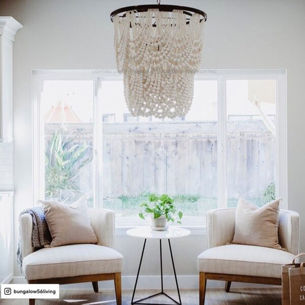 Rustic Nordic Wooden Beads Ceiling Pendant Light Dia 60CM - Image 10