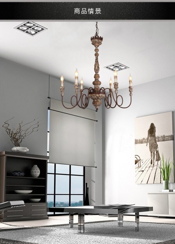 Vintage Rustic Wooden Chandelier Lighting for Dining Room - Image 5