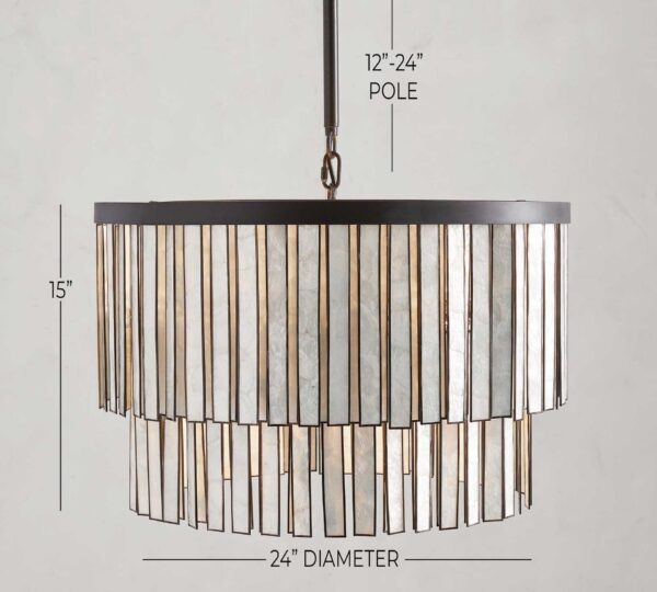 5-Light Farmhouse Coastal Capiz Seashells Chandelier in Matte Black with Rectangular Shells Panes for Dining - Image 2