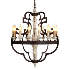 Villa restaurant bar old retro rustic iron solid wood retro chandelier