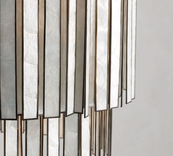 5-Light Farmhouse Coastal Capiz Seashells Chandelier in Matte Black with Rectangular Shells Panes for Dining - Image 5