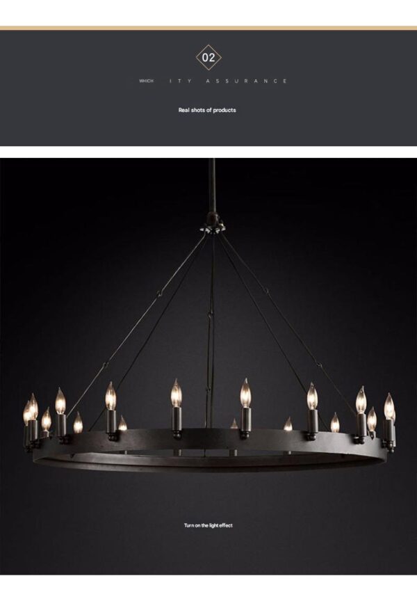 Vintage Metal Ring Chandelier Lighting for Dining Room - Image 6